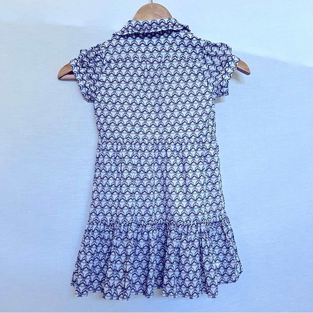 Janie and Jack Blue Polo Collar Preppy Dress with Flutter Hem - Picture 2 of 10